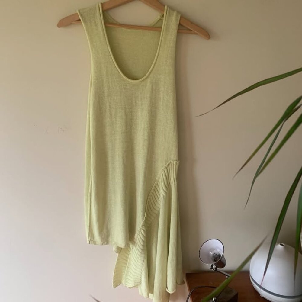 Vintage asymmetrical yellow tank top - size small - fairycore